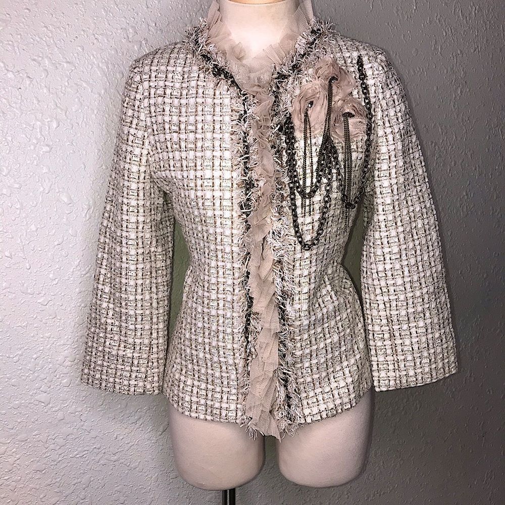 Boston Proper Tan and Cream Jacket